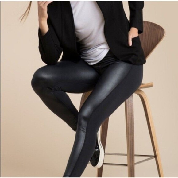Peach Nina Faux Leather Leggings - Picture 1 of 12
